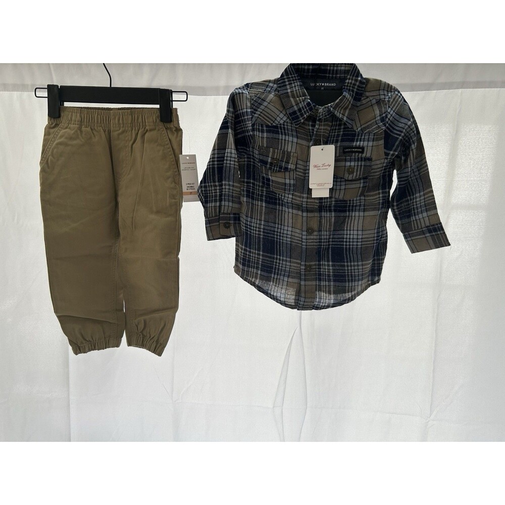 lucky brand toddler boys 2 piece set original $ 59 elastic waist Lucky logo